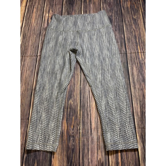 Lululemon Wunder Under Womens Gray White Size 6 Hi-Rise Patterned Athletic Yoga - Picture 1 of 11